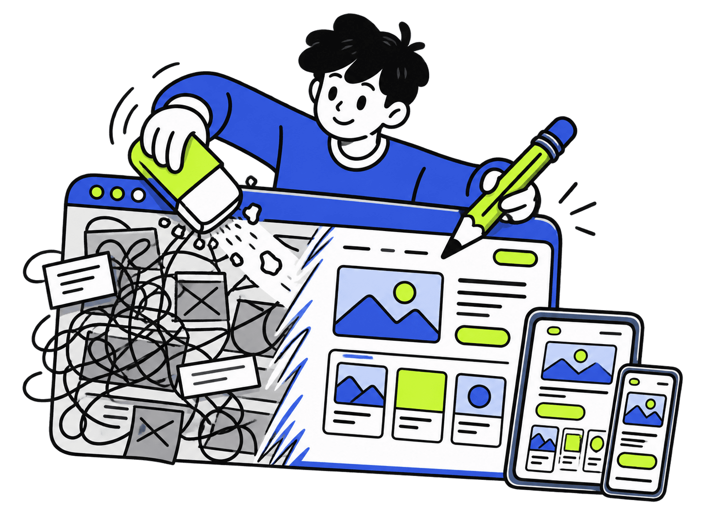 Doodle ของคนกำลังจัดระเบียบเว็บไซต์ใหม่